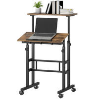 SCHREIBTISCH höhenverstellbar mit Rollen neigbare Platte 60x60cm - Braun, Holzwerkstoff (60/60/120cm) - Gisaae