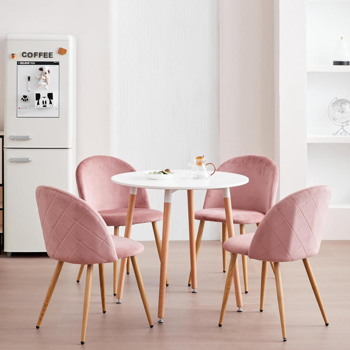 ESSZIMMERSTUHL 8er-Set Samt Rosa - Rosa, Textil (43/80/47.5cm)