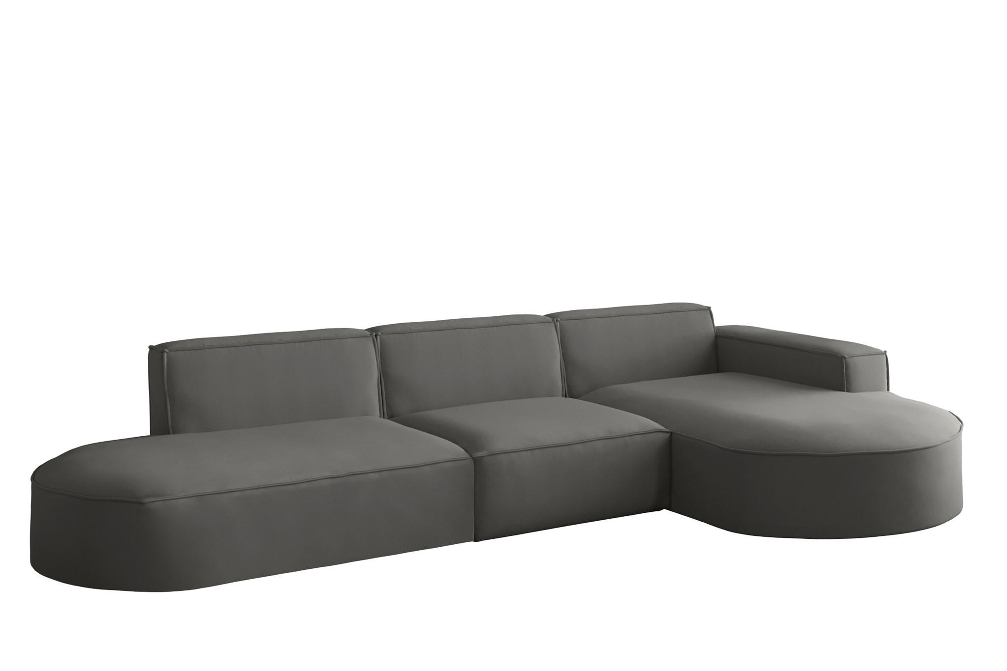 ECKSOFA Ottomane Palma Opera Velvet - Anthrazit, Holzwerkstoff/Textil (296/165cm) - Fun Möbel