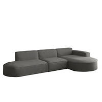 ECKSOFA Ottomane Palma Opera Velvet - Anthrazit, Holzwerkstoff/Textil (296/165cm) - Fun Möbel