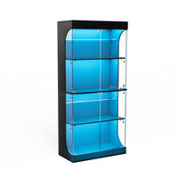 VITRINE 80/35/165 cm mit LED-Beleuchtung, Bewegungssensor und Ladestation, Schwarz - Schwarz, Glas (80/165/35cm) - Redom