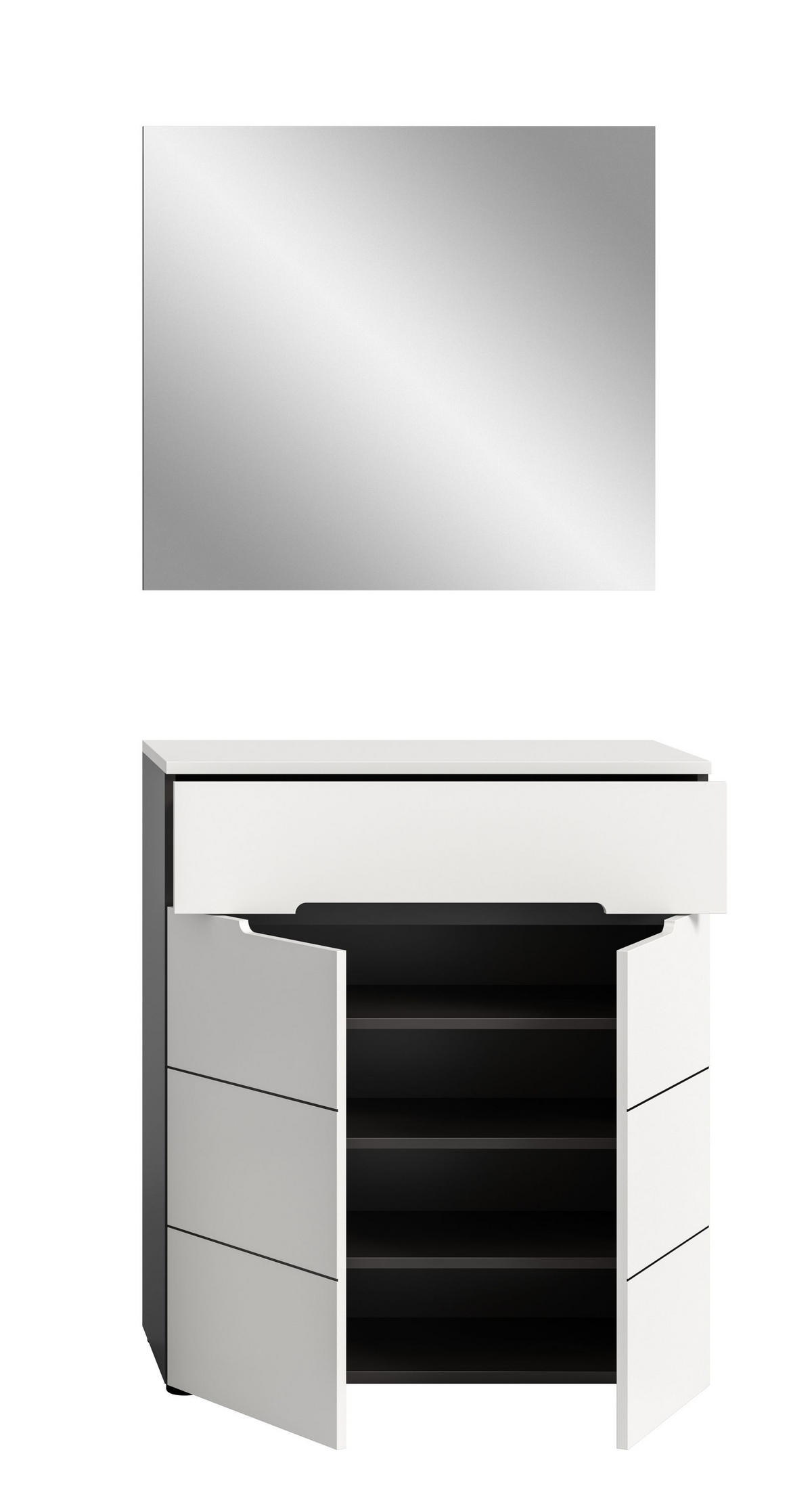 GARDEROBEN-SET CANU (B/H/T: ca. 80/190/37 cm) in Basalt grau/weiß - Grau, Holzwerkstoff (80/190/37cm)