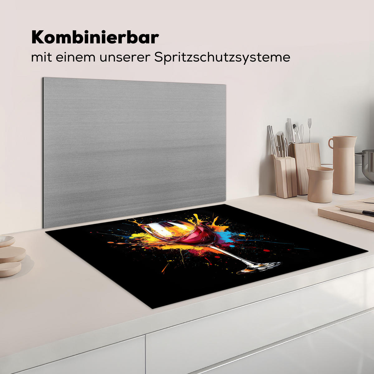 KRYT NA INDUKČNÍ DESKU Víno - sklo - graffiti - nápoj - červená - barva 77x59 cm - vínově červená, plast (77/59/0.2cm) - MuchoWow