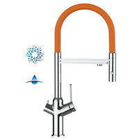 4-WEGE-KÜCHENARMATUR, Verchromt und Orange, 2-Strahl-Brause - Chromfarben, Metall (20.61/48/20.61cm) - VIZIO