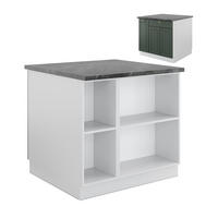 KÜCHENINSEL Fame-Line Grün-Gold Landhaus/Weiß 90 cm mit Schublade ohne AP - Weiß/Grün, Holzwerkstoff (90/82/60cm) - Vicco