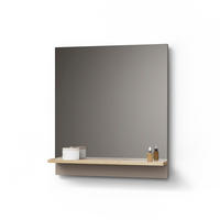 BADSPIEGEL Timavo Greige 60 x 67 cm mit Regal - Greige/Eiche Artisan, Holzwerkstoff (60/67/14cm) - Livinity®