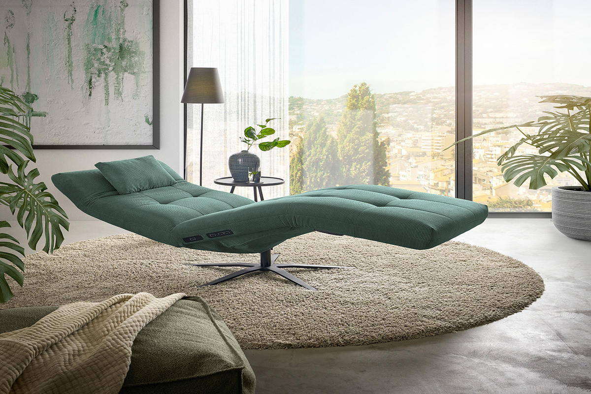 RELAXLIEGE LETICIA Smaragdgrün Cord - Smaragdgrün/Schwarz, Textil/Metall (82/115/156cm) - KAWOLA