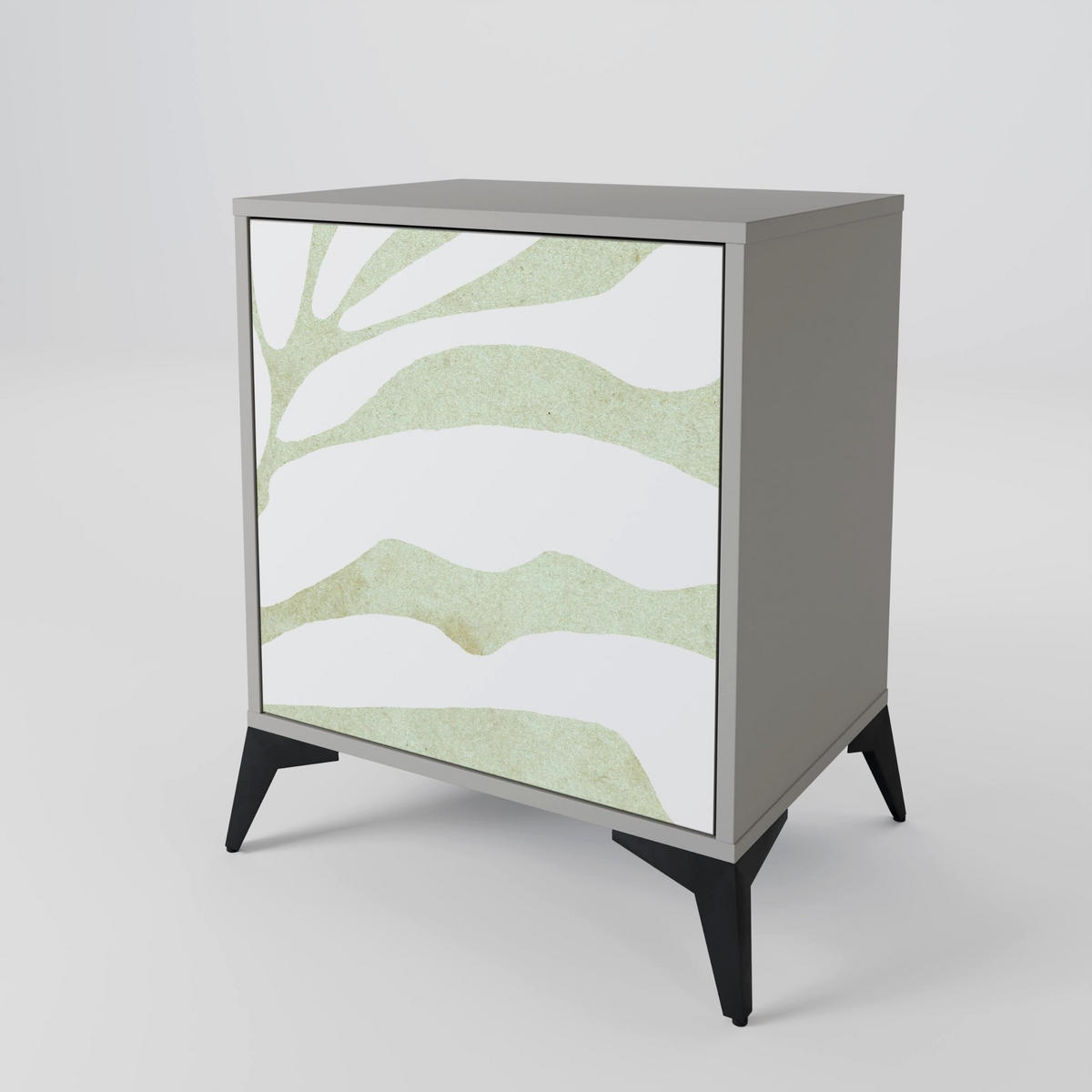 SIDEBOARD BOTANICAL SPARK, Grau, 57,5x42x57,5 cm, Ohne Füße - Multicolor/Grau, Holzwerkstoff (57.5/57.5/42cm) - SpaceRebels