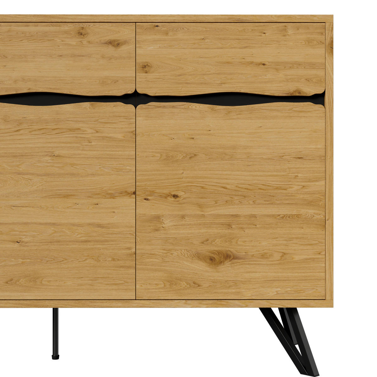 SIDEBOARD 140/40/75.5 cm Schwarz/Holzfarbe aus Spanplatte mit Metallbeinen - Naturfarben, Holzwerkstoff (40/75.5/140cm) - OKMYHOME