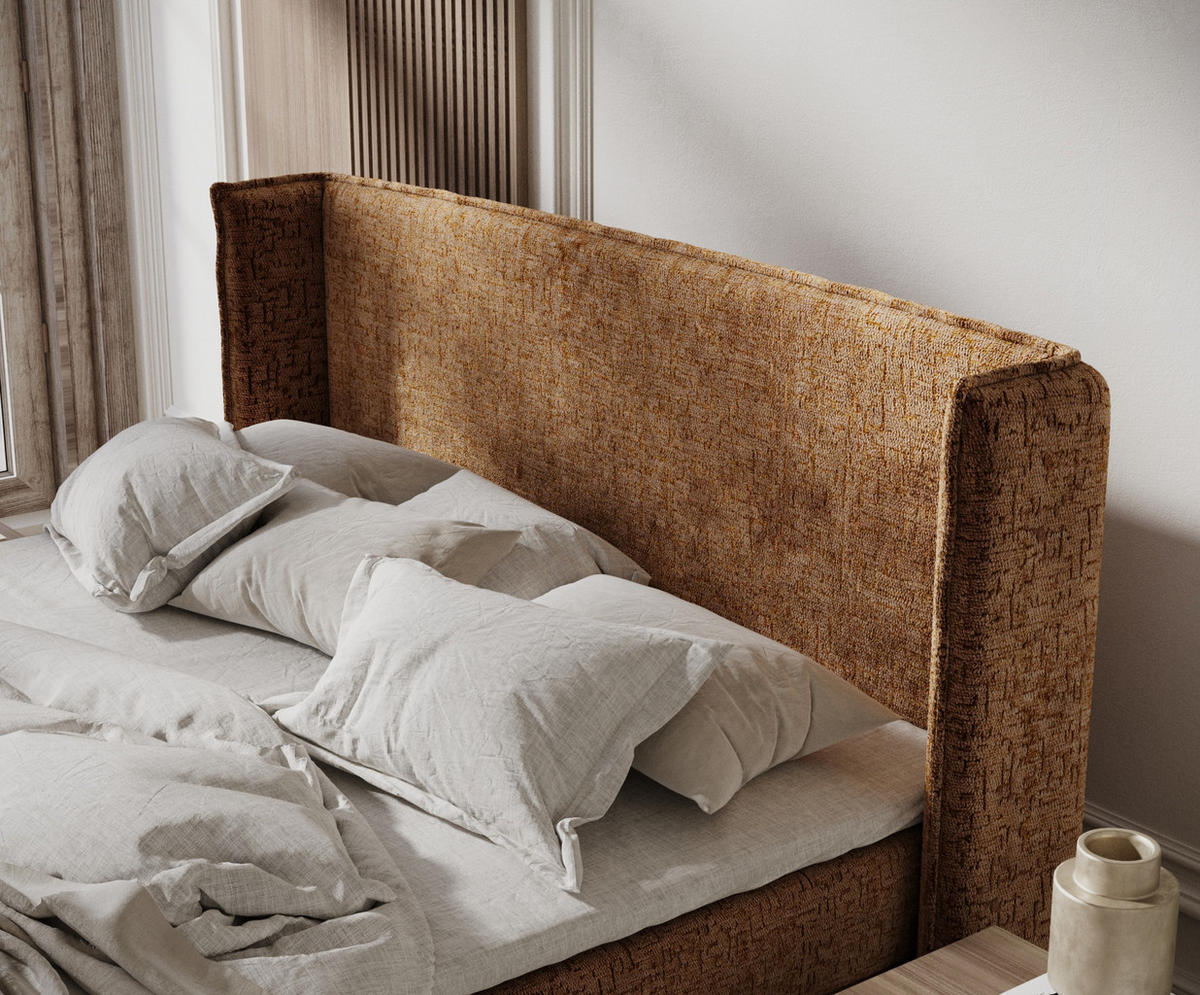 KONTINENTALBETT Ardis Kupfer 160/200 cm mit Matratze und Topper - Schwarz/Kupferfarben, Holz/Holzwerkstoff (160/200cm) - Maison de Reve