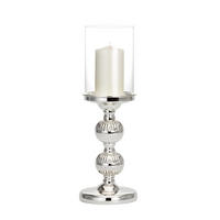 WINDLICHT "Oriental" auf Kugelfuß versilbert glatt poliert, H 36 cm - Silberfarben, Paraffin (12/36/36cm) - Hermann Bauer jun. Kollektion GmbH