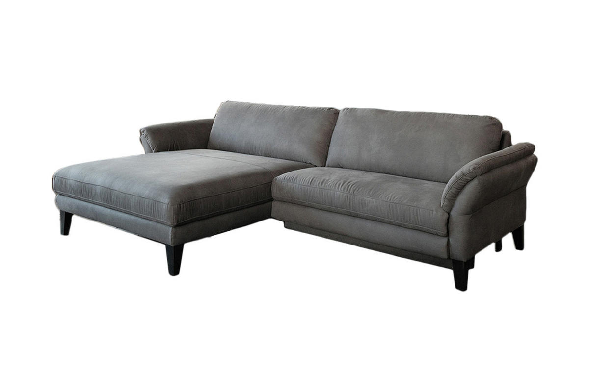 ECKSOFA MIT MOTORISCHER RELAXFUNKTION MALTA Grau Webstoff - Schwarz/Grau, Buchenholz/Textil (302/175cm) - KAWOLA