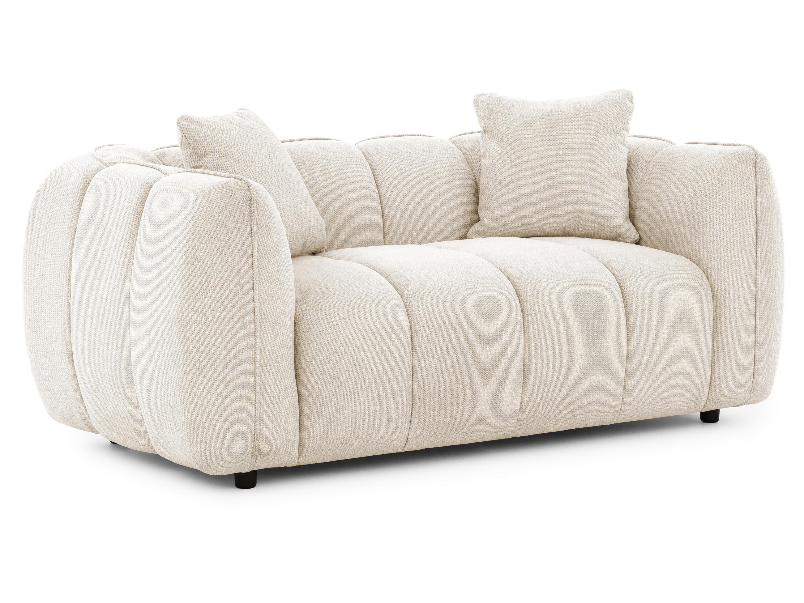 S-Style DVOUMÍSTNÁ POHOVKA Nubira v hluboce prošívaném designu Bubble z měkké strukturované látky ve světle béžové barvě s moderním vzhledem