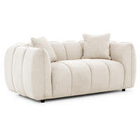 2-SITZER SOFA Nubira in tief gesteppter Bubble-Optik aus weichem Hellbeige Strukturstoff im modernen Design - Beige/Schwarz, Holz/Kunststoff (172/69/89cm) - S-Style Möbel