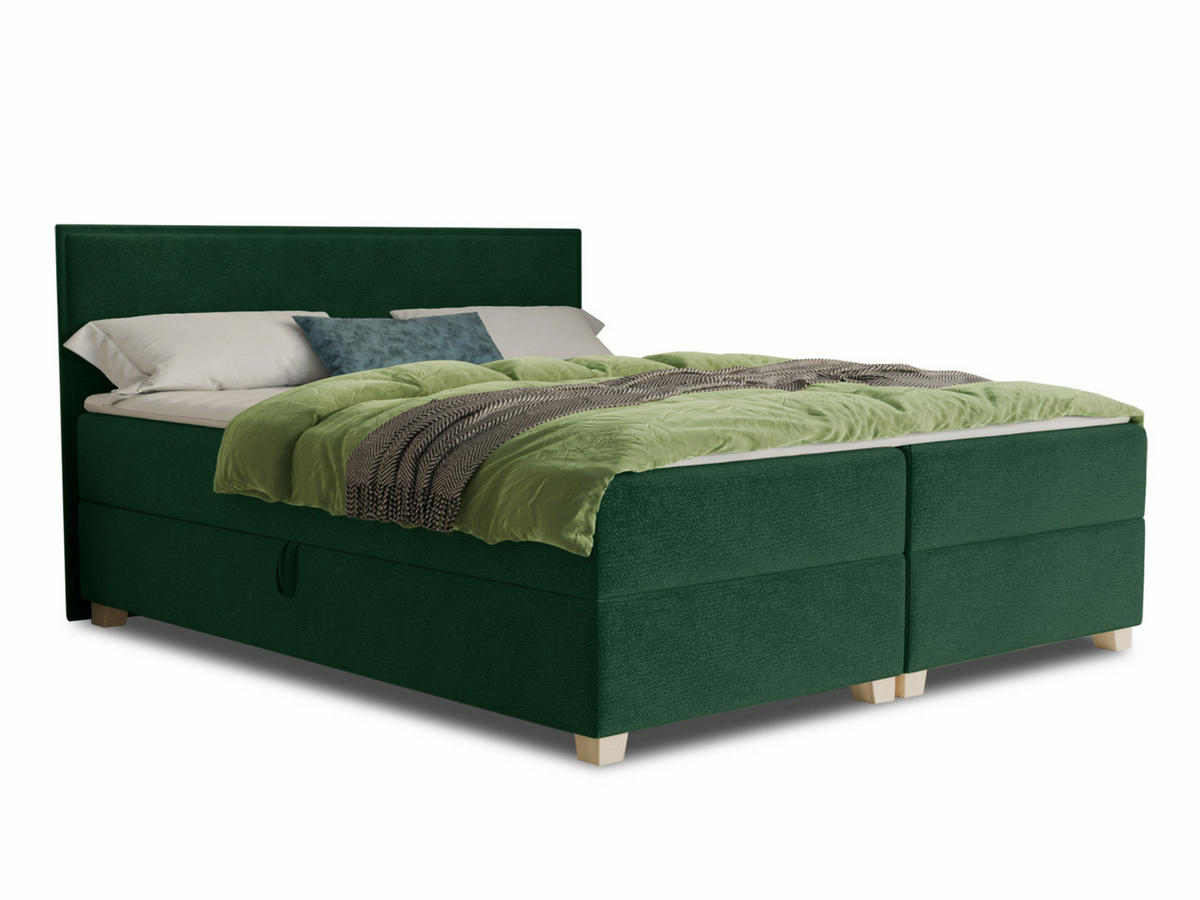 BOXBETT Fren - 180x200 - grün (Kronos 19, Velvet) - Beige/Grün, Holz/Holzwerkstoff (180/200cm) - Sofnet