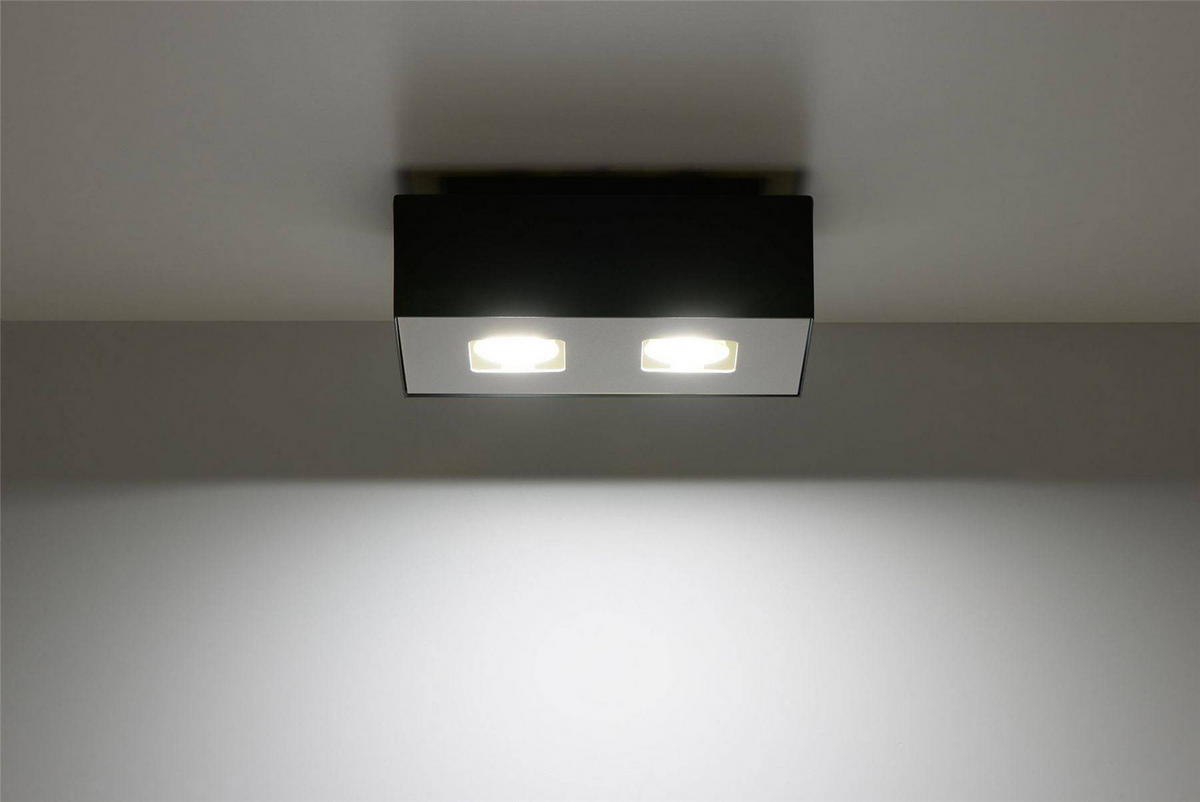 DECKENLEUCHTE Stahl Schwarz Weiß 2-flammig - Schwarz, Metall (24/14/11cm) - Sollux Lighting
