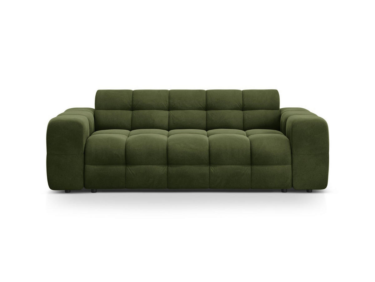 SOFA Kendal aus Samt armeegrün 3 Sitzplätze - Olivgrün, Textil (103/79/222cm) - Micadoni
