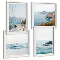 BILDER SET 4er Set - 50x50 cm & 40x60 cm Weißer Rahmen - Küstenlandschaftsblick - Weiß, Kunststoff (50/50cm) - TULUP