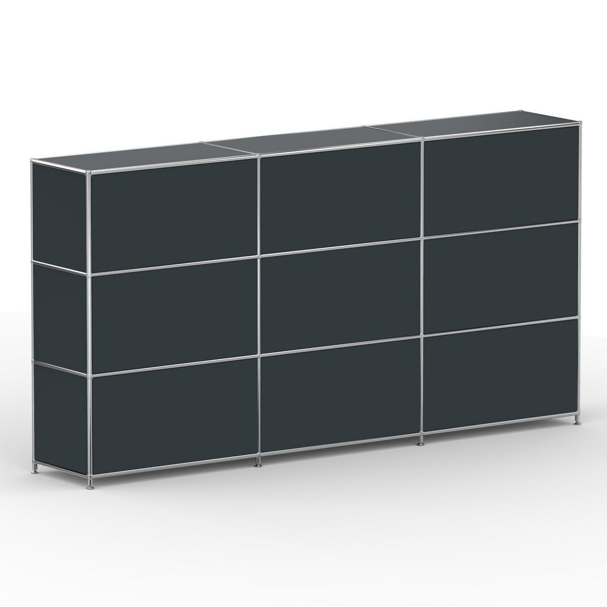 HOCHSCHRANK, 9 Klappen, Schloss, Breite 227 cm, Anthrazitgrau - Chromfarben/Silberfarben, Metall (40/118/227.2cm) - Versee