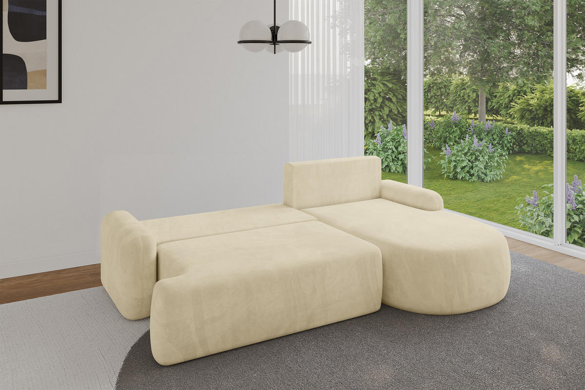 ECKSOFA mit Schlaffunktion und Bettkasten LIRA-L - 264x172x89 Beige - Beige, Holzwerkstoff/Textil (172/264cm) - ALTDECOR
