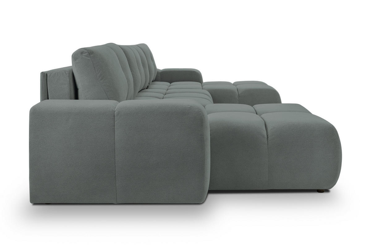 WOHNLANDSCHAFT DUCA U Grau Jersey mit Schlaffunktion - Grau, Holz (359/88/177cm) - MASSENO