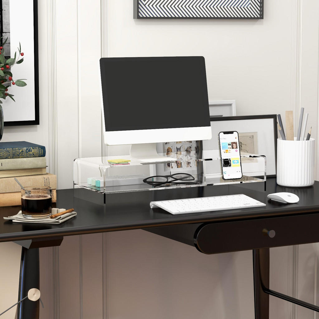 Thumbnail - Homcom Monitorständer, Transparent, Kunststoff, 19x12x50.8 cm, Arbeitszimmer, Schreibtische