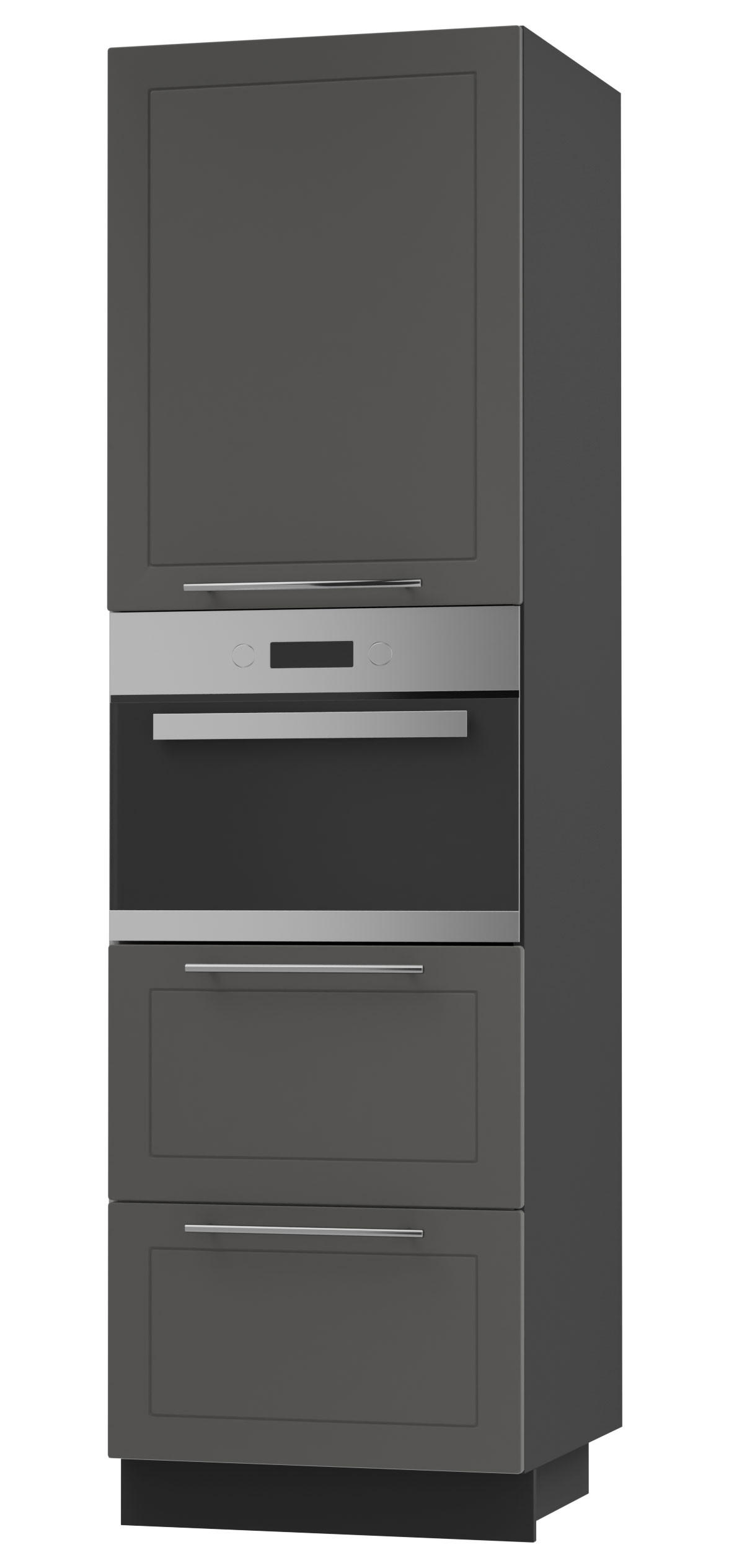 Feldmann-Wohnen Backofen-Hochschrank Graphit, Schwarz 60x207x59 cm
