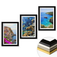 WANDBILDER 3er-Set - 20x30 cm Schwarzer Rahmen - Meerblick, farbenfrohe Häuser - Schwarz, Kunststoff (20/30cm) - ArtPrintCave