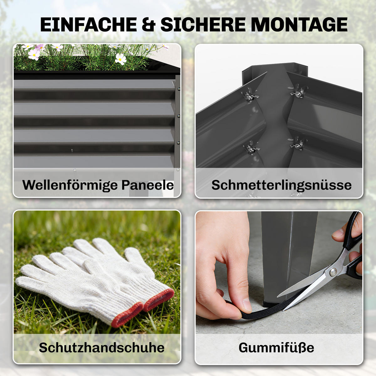 HOCHBEET Dunkelgrau 180/55/80 cm - Dunkelgrau, Metall (55/80/180cm) - Outsunny