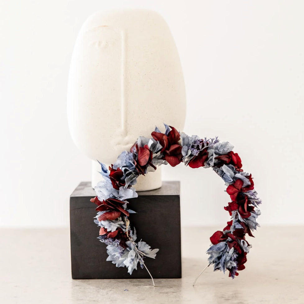 HAARREIF Trockenblumen Hortensie blau rot - bordeaux - Bordeaux, Naturmaterialien (15cm) - Lykke & You