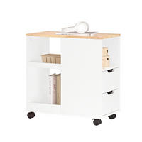 DRUCKERTISCH mit Rollen Weiß-Natur - Weiß/Naturfarben, Holz/Holzwerkstoff (30/60/60cm) - SoBuy