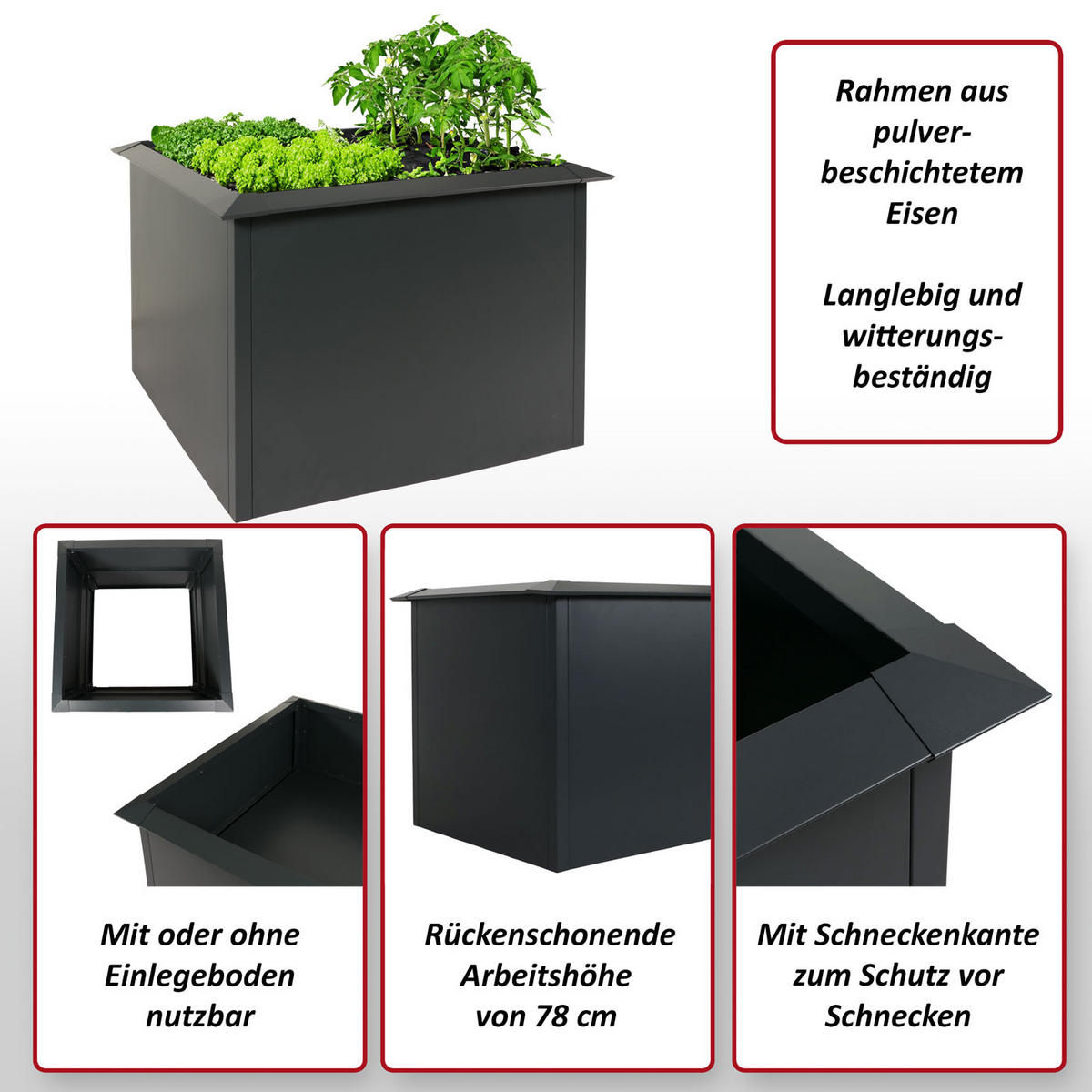 HOCHBEET SCHNECKENSCHUTZ Anthrazit - Anthrazit, Metall (110/78/110cm) - MCW