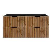 WASCHBECKENUNTERSCHRANK - 120 cm x 46 cm - Holz, Platte - Schwarz, Naturfarben Hell - MADELA - Schwarz/Naturfarben, Holz (120/57/46cm) - Vente-Unique