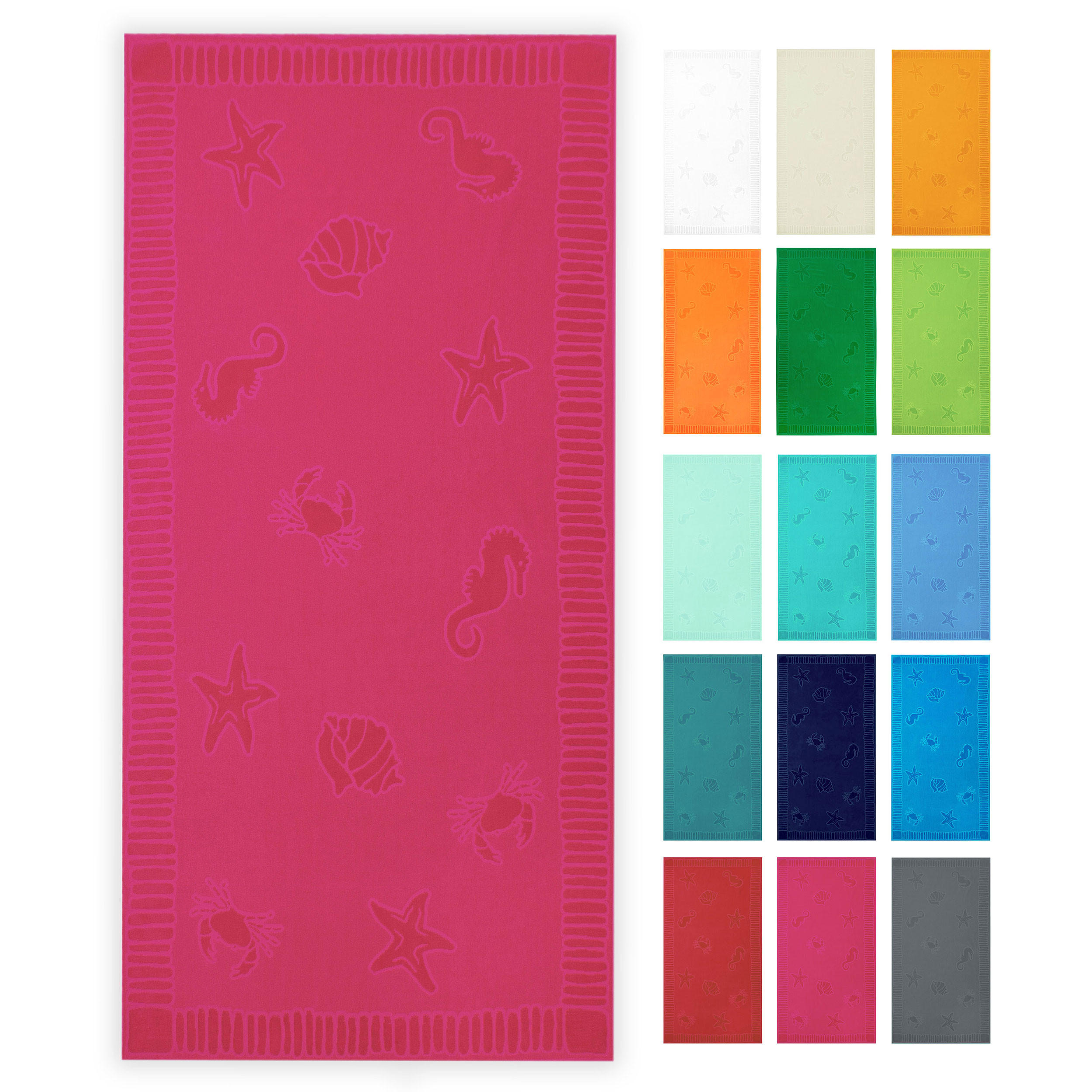 STRANDTUCH, 100x200 cm, 100% Baumwolle, Rot - Pink, Textil (100/200cm) - Zollner