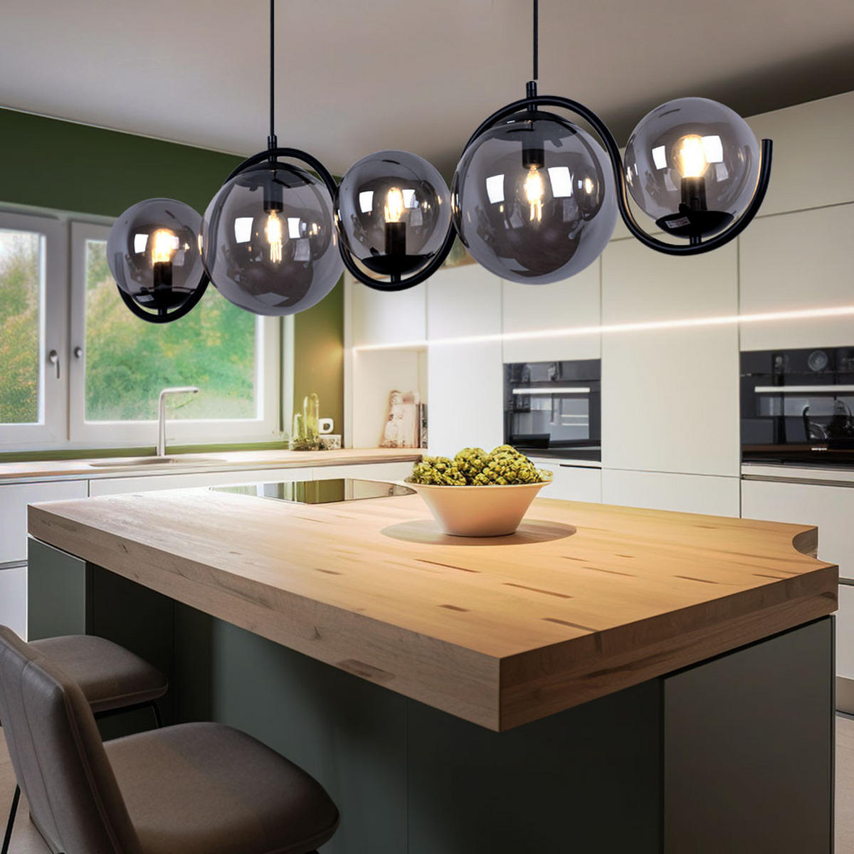 HÄNGELEUCHTE Glas Rauch Schwarz - Schwarz, Glas (100/20/120cm) - Globo Lighting