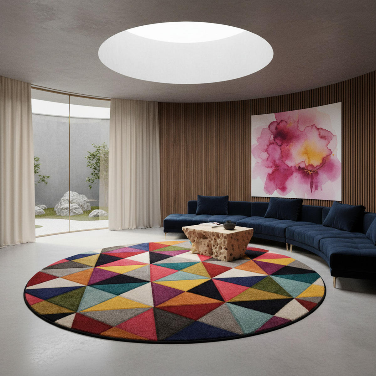 TEPPICH Bunt-Geometrisch-Design, designerstark MEON BEN, Multi 160x160 cm - Multicolor, Textil (160/160cm) - KADIMA DESIGN