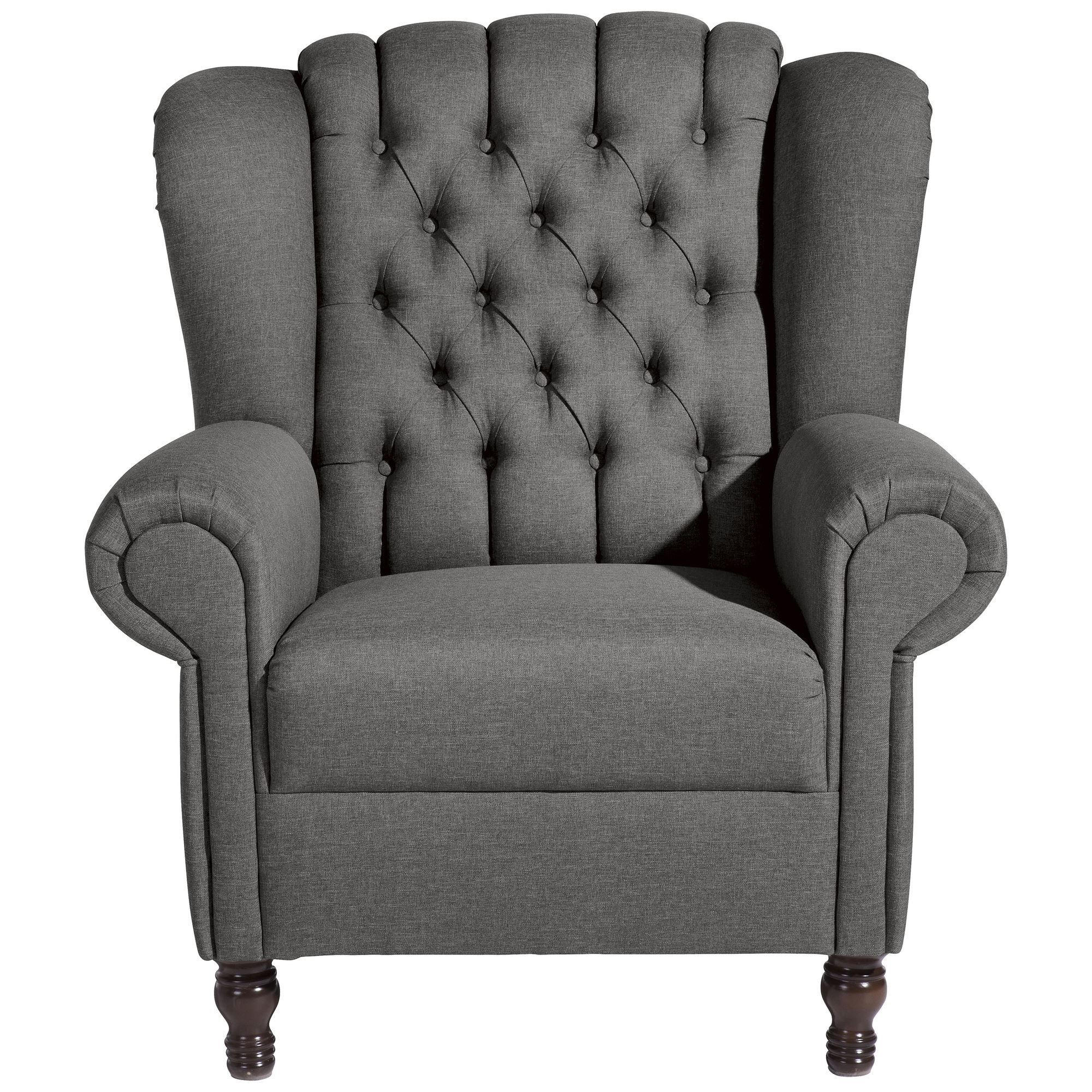 OHRENBACKENSESSEL Katreen Bezug Flachgewebe Buche nussbaum dunkel / anthrazit - Grau, Kunststoff (91/101/90cm) - 58aufmkessel