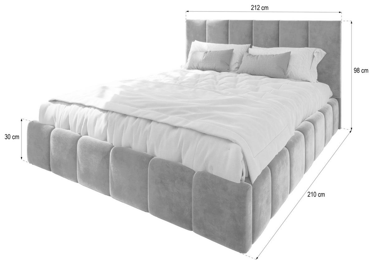 POLSTERBETT TARANTO 200x200 cm mit Bettkästen - Hellgrau - Hellgrau, Holz/Textil - MASSENO