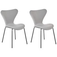 STUHL 2er-Set Samtstoff Hellgrau/Schwarz Boonville - Grau, Textil/Metall (50/82/50cm) - Beliani