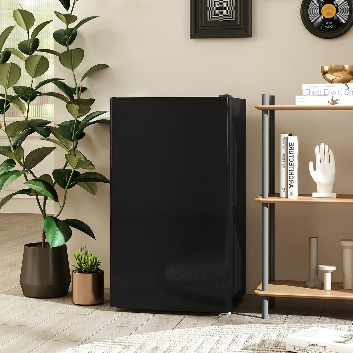 MINI-KÜHLSCHRANK Stahlblech Kunststoff Schwarz - Schwarz, Metall (44.2/84/47.5cm) - HOMCOM