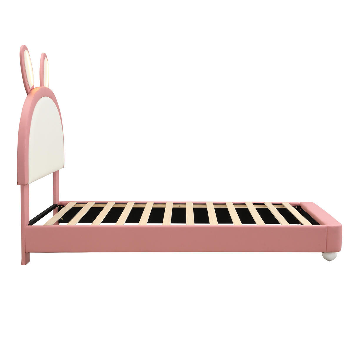 KINDERBETT 90/200 cm DE-02234, in Rosa, mit Hasen-Kopfteil und LED - Pink, Holzwerkstoff (90/200cm) - ComfortXL