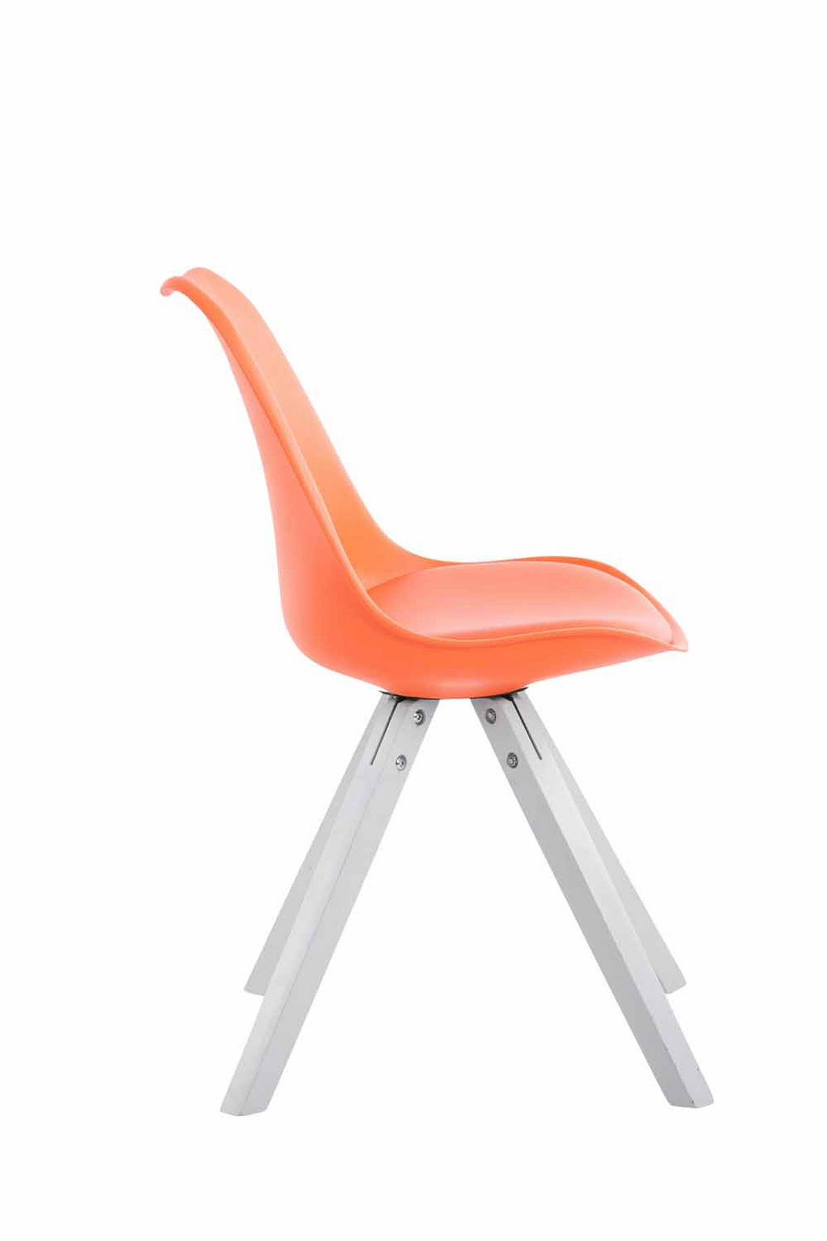 STUHL Lederlook orange - Weiß/Orange, Holz/Textil (47.5/83/55.5cm) - CLP