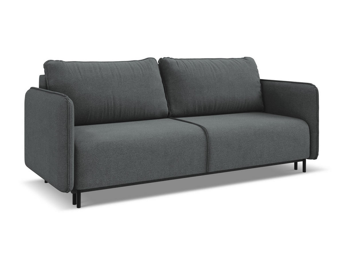3-SITZER SOFA mit Schlaffunktion Strukturstoff Stoff Grau - Schwarz/Grau, Holz/Textil (226/90/92cm) - Makamii