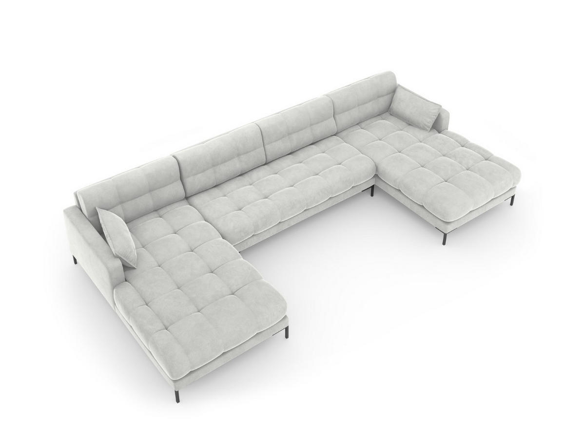 PANORAMASOFA Mamaia aus Samt silber 6 Sitzplätze - Silberfarben, Textil (185/75/383cm) - Micadoni