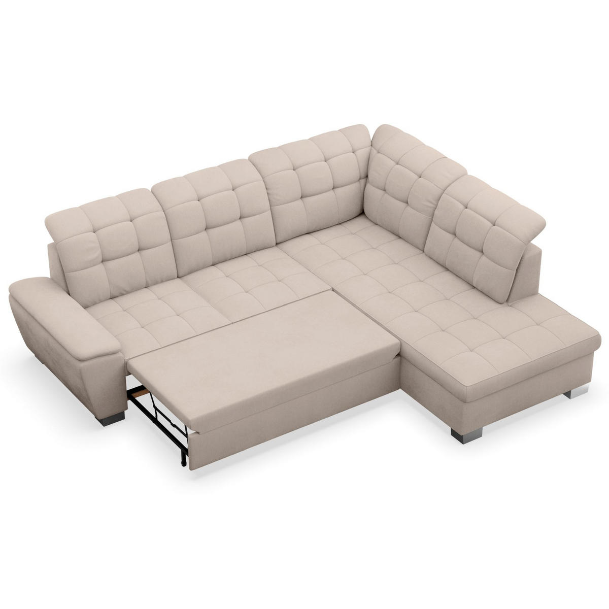 ECKSOFA Jamaal Beige rechtsseitig - Beige/Schwarz, Textil (258/212cm) - Selsey