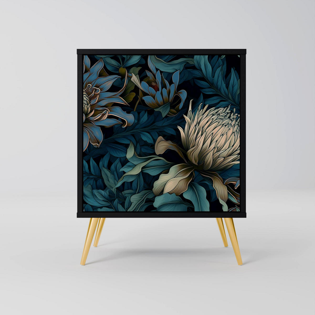 SIDEBOARD TWILIGHT BLOOM, Grau, 57,5x42x57,5 cm, Ohne Füße - Multicolor/Grau, Holzwerkstoff (57.5/57.5/42cm) - SpaceRebels
