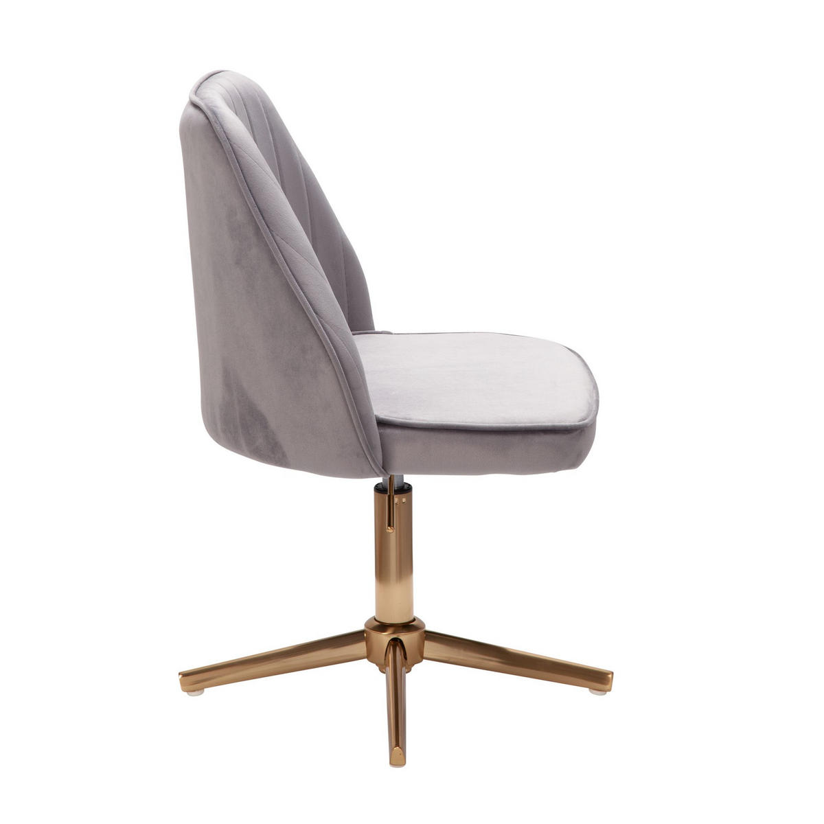 DREHSTUHL Samt mit Höhenverstellung, Eisenfuß und 360° Drehfunktion TANARO, Grau 60x60x100 cm - Goldfarben/Grau, Textil/Metall (60/100/60cm) - KADIMA DESIGN