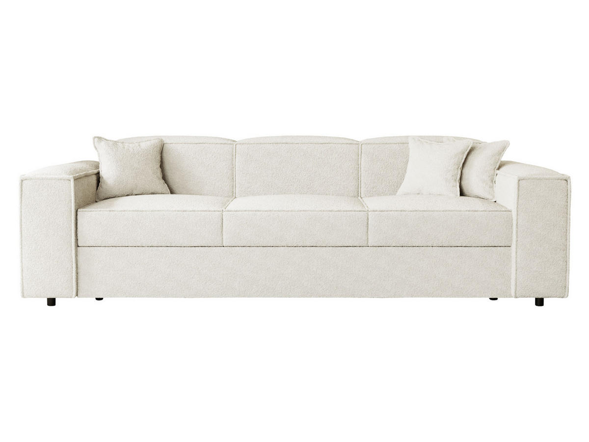 SCHLAFSOFA Santos Boucle - Creme/Schwarz, Holzwerkstoff/Kunststoff (252/79/88cm) - MIRJAN24