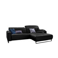 ECKSOFA YORK Schwarz Leder - Schwarz, Leder (284/180cm) - KAWOLA
