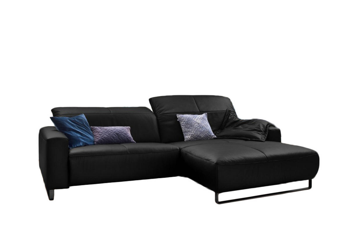 ECKSOFA YORK Schwarz Leder - Schwarz, Leder (284/180cm) - KAWOLA